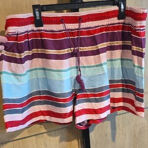 (J56) LOFT Red and Purple Striped Garment Sz XL